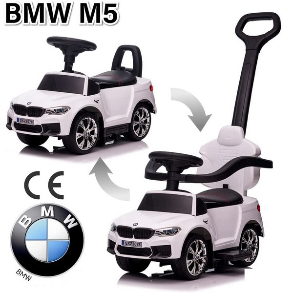 Продукт BMW M5 Licensed - Кола за избутване с родителски контрол 4 в 1 c меки гуми, Кожена седалка, 2022 година - 0 - BG Hlapeta